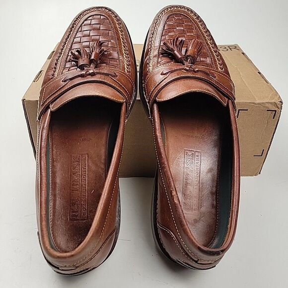 HS Trask Moc Toe Tassel Loafer Basket Weave Driving Heel 3243 Men\'s Size 11 M main image 5